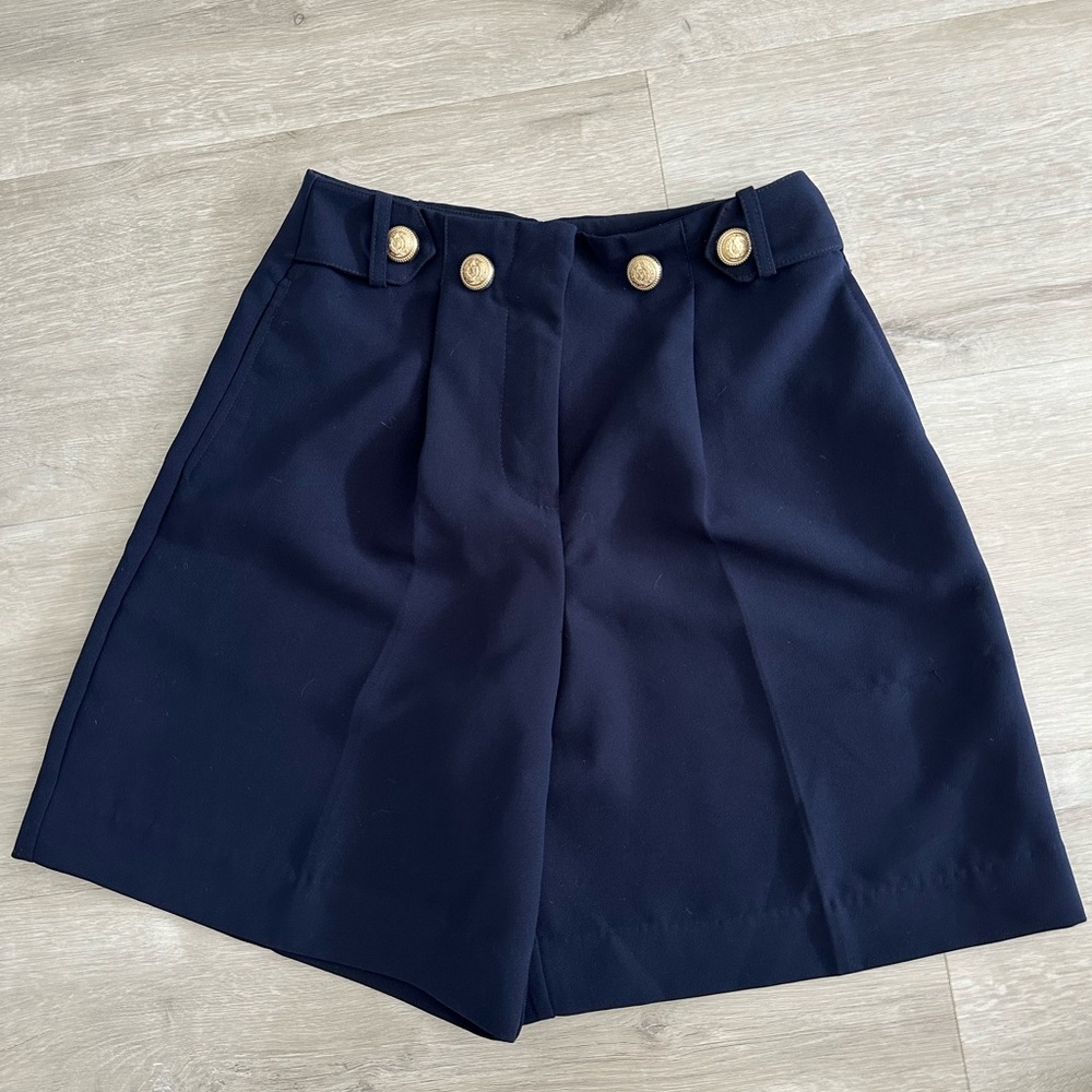 Zara Blue Bermuda Shorts with Gold Buttons